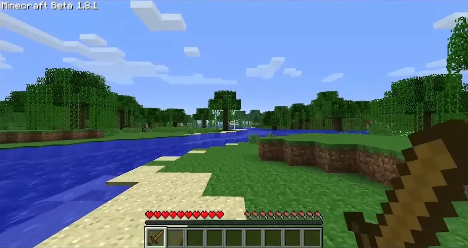 Paisaje de Minecraft en su versión beta 1.8.1